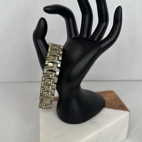 Vintage Jewelry - Vintage Art Deco bracelet 1930s-1940s clear Rhinestone glass chrome plate C22